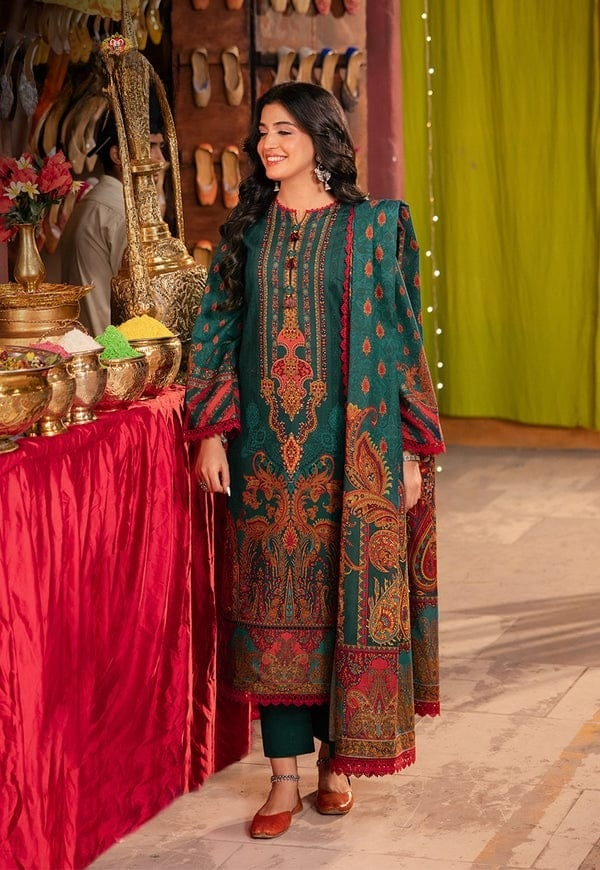 Eid Special Three Piece Set - Dubai Silk & Cotton With Lace Work